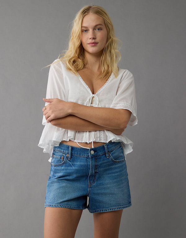 Short Strigid en Denim con Tiro Alto para Mujer - Azul
