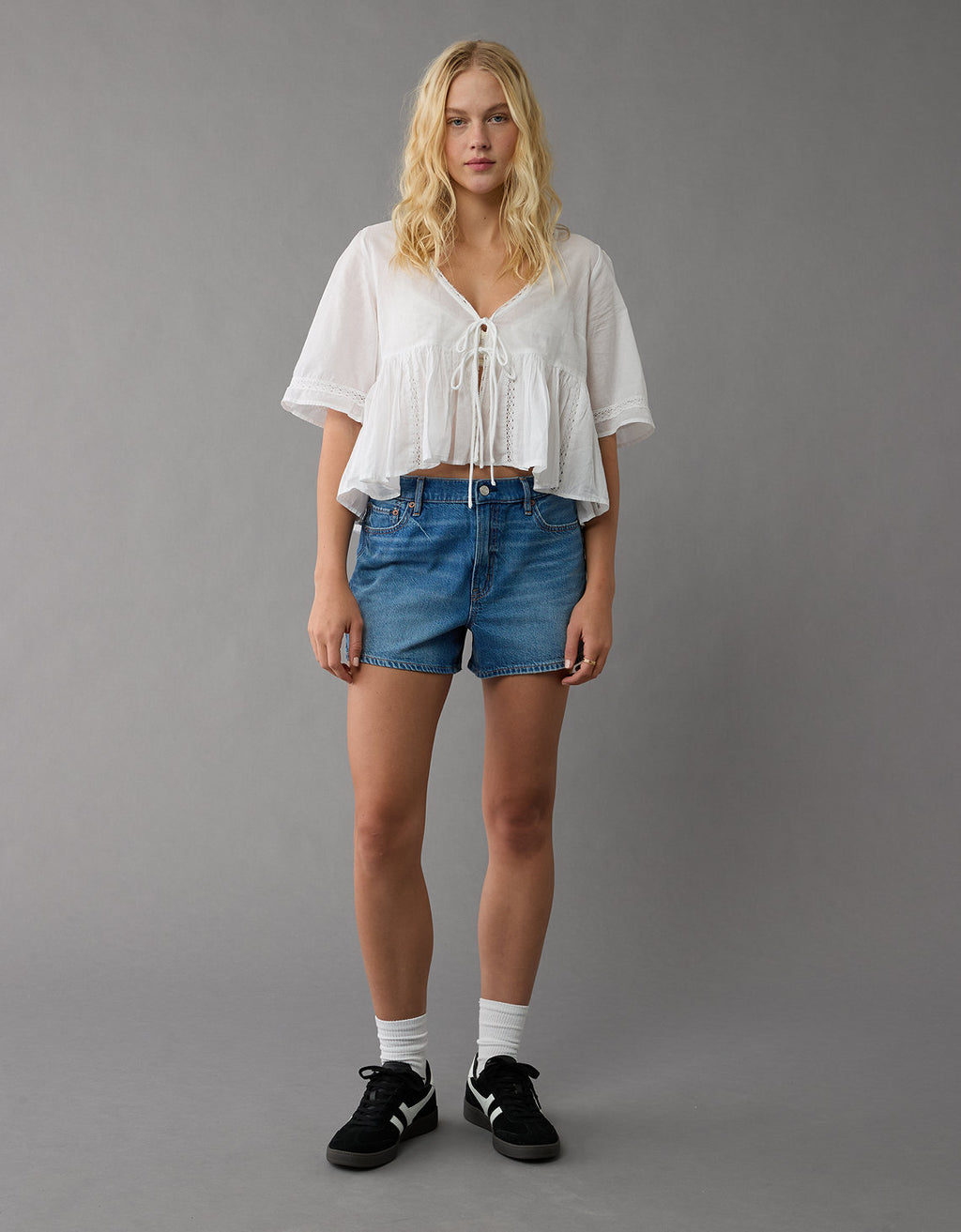 Short Strigid en Denim con Tiro Alto para Mujer - Azul 1334_8124_471_os