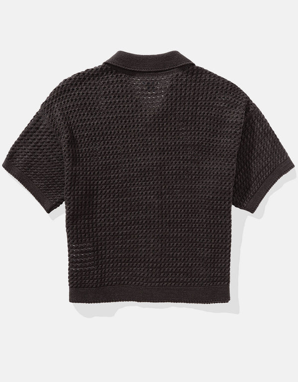 Camisa manga corta tejida de mujer AE - Negro