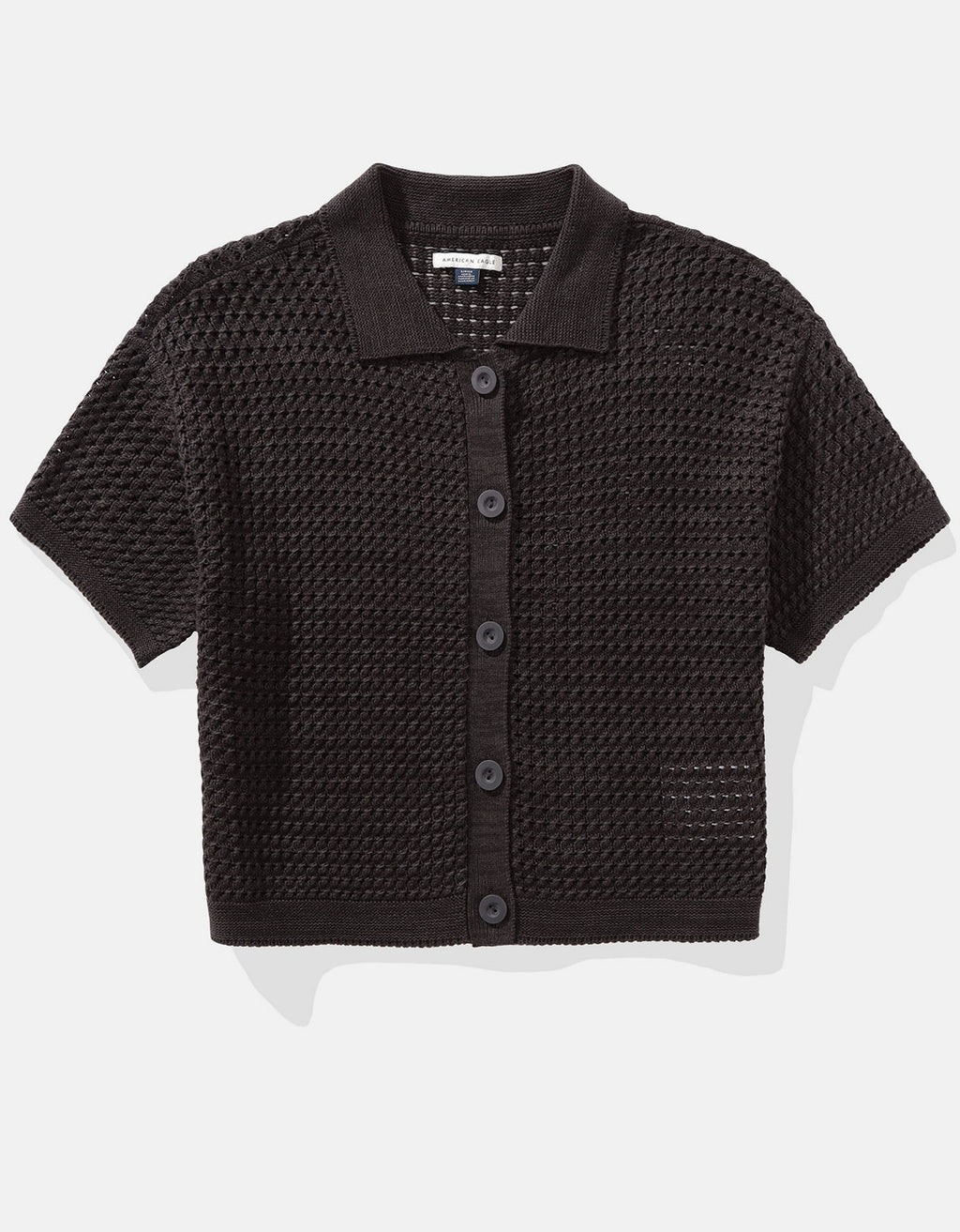 Camisa manga corta tejida de mujer AE - Negro 1340_1453_001_f
