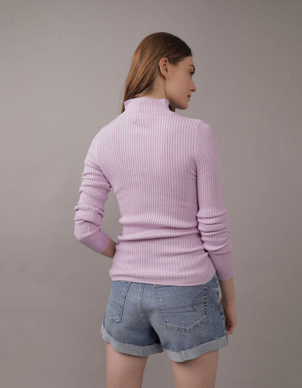 Sweater AE en tejido de punto cuello alto - Morado
