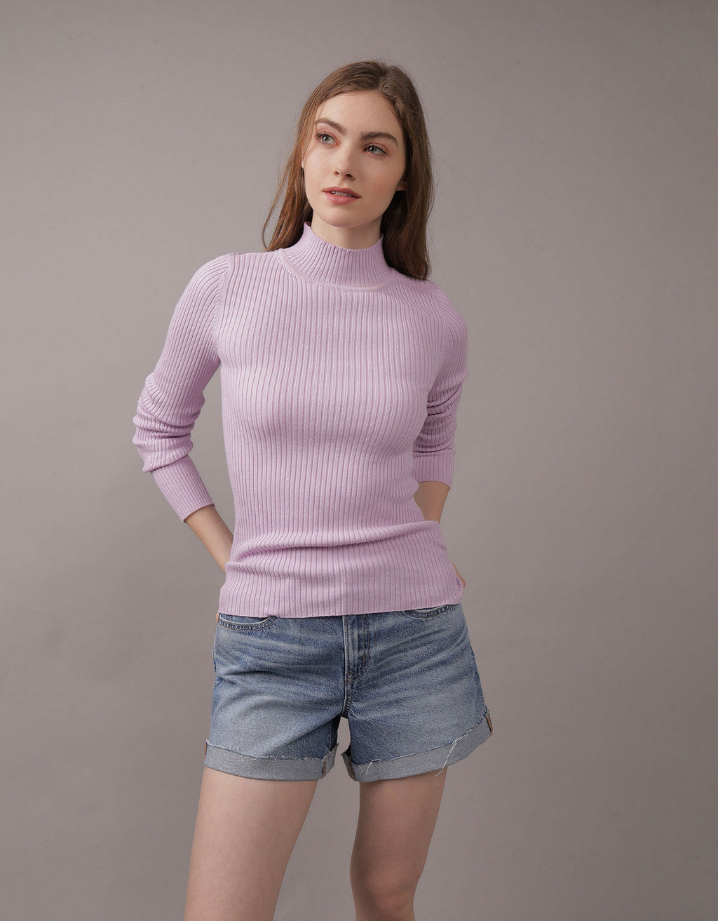 Sweater AE en tejido de punto cuello alto - Morado 1341_1054_500_of