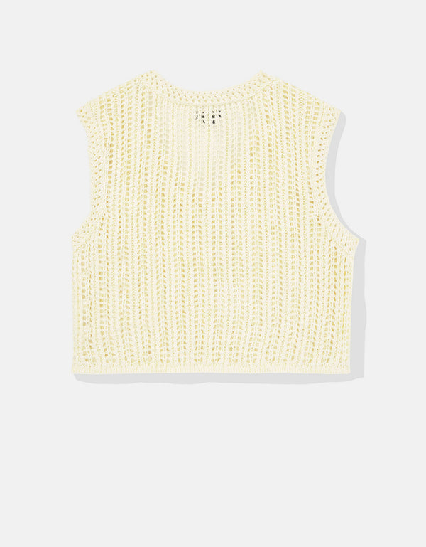 Suéter Ae cuello en V sin mangas - Amarillo