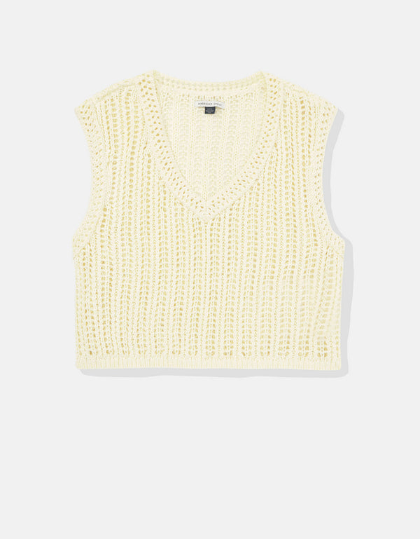 Suéter Ae cuello en V sin mangas - Amarillo