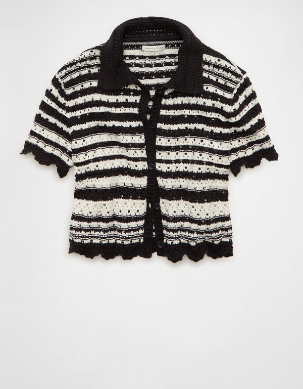 Suéter Polo abotonado de AE - Negro
