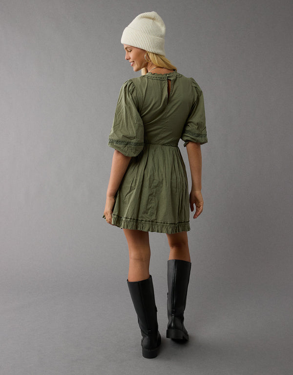 Vestido Bordado en frente Manga Larga Mujer AE - Generico