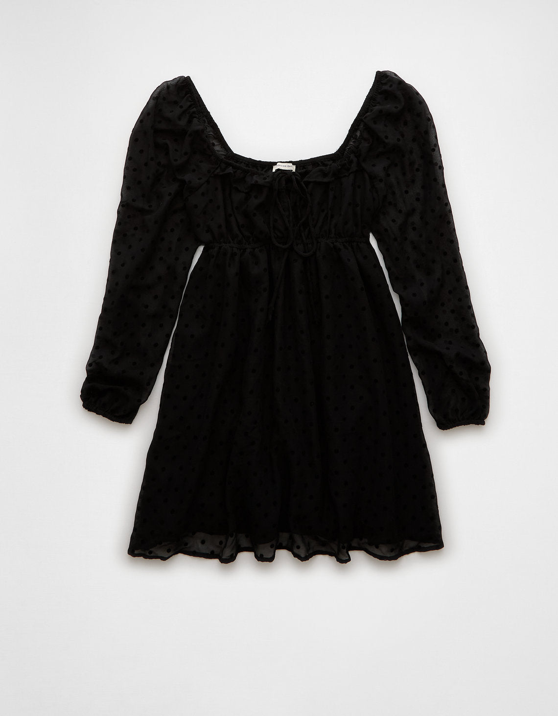 AE Vestido Corto estilo Babydoll Holgado Manga Larga - Negro 1399_8335_001_f