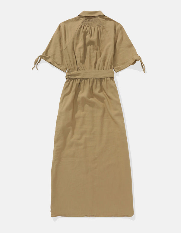 Vestido Camisero Midi Manga Corta para Mujer - Generico