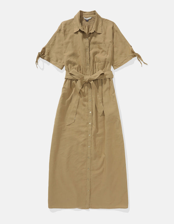 Vestido Camisero Midi Manga Corta para Mujer - Generico