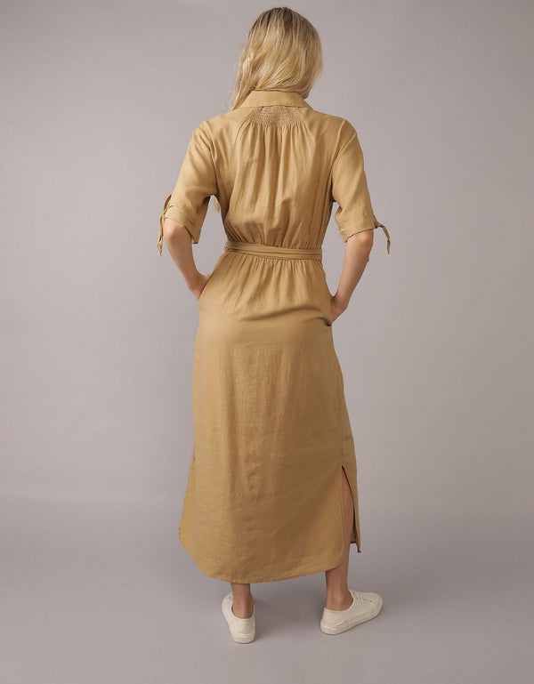 Vestido Camisero Midi Manga Corta para Mujer - Generico