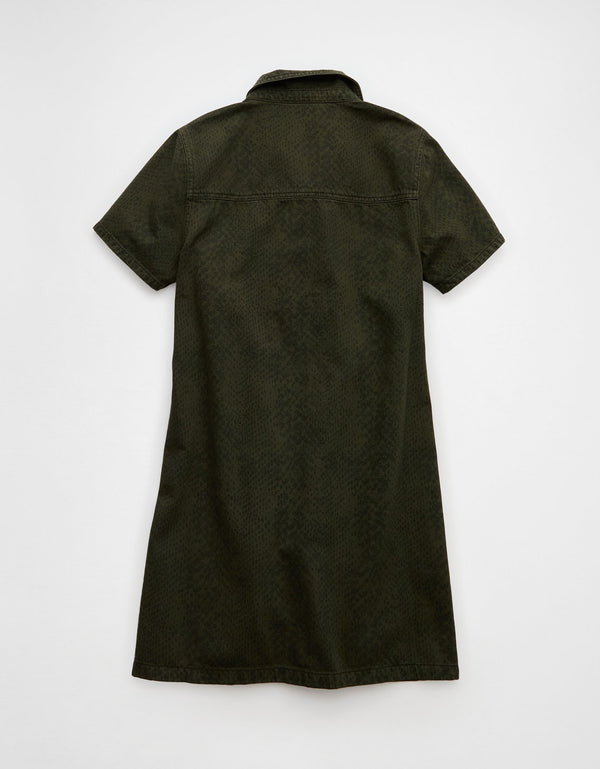 Vestido Mini Camisero de Denim Ae - Verde