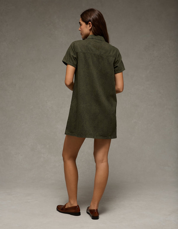 Vestido Mini Camisero de Denim Ae - Verde