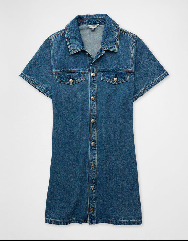 Vestido Mini Tipo Camisa en Denim Ae - Generico