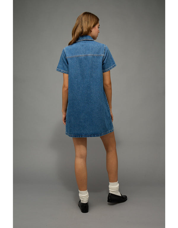 Vestido Mini Tipo Camisa en Denim Ae - Generico