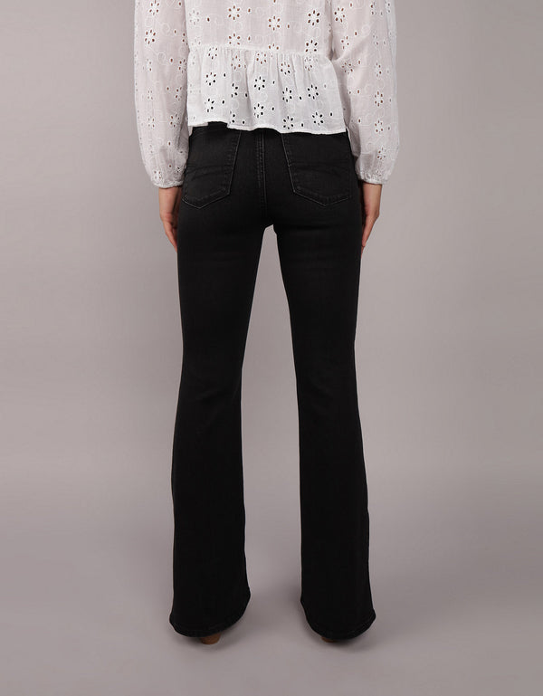 Jean Flare Tiro Alto Mujer AE - Negro