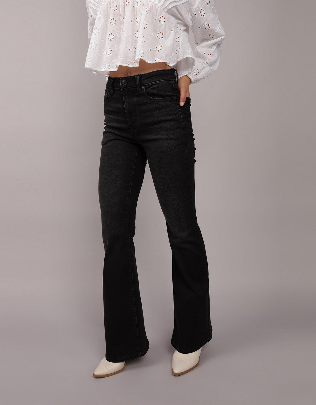 Jean Flare Tiro Alto Mujer AE - Negro 1432_5290_081_of