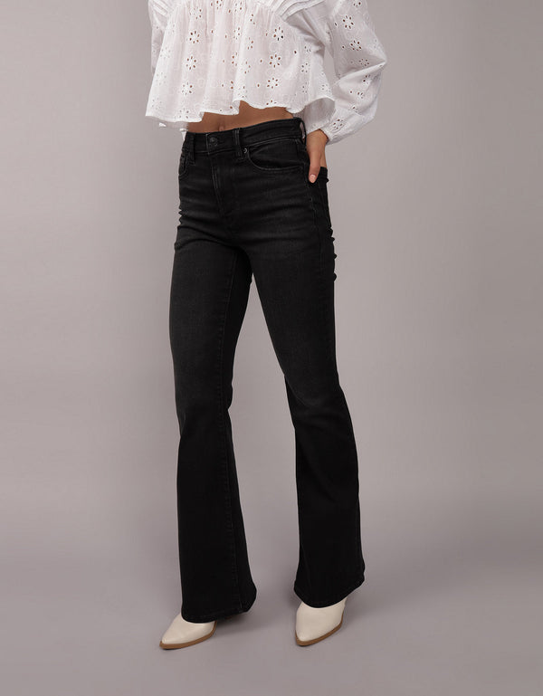 Jean Flare Tiro Alto Mujer AE - Negro