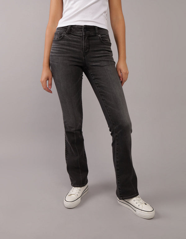 Jean AE de tiro bajo y bota campana para mujer - Negro
