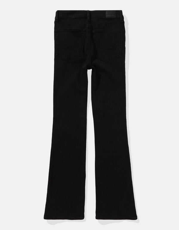 Jean kick bootcut de tiro bajo de mujer AE - Negro