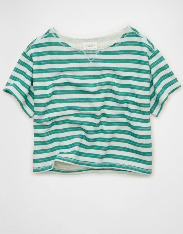 Sudadera de manga corta con escote descubierto - Verde