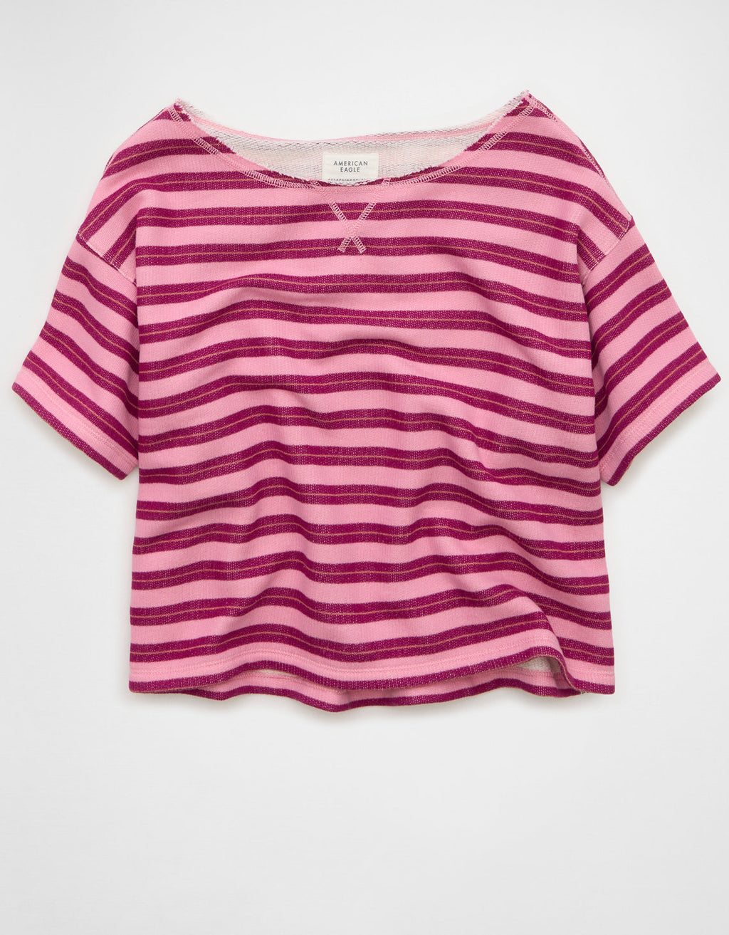 Sudadera de manga corta con escote descubierto - Rosa 1455_3089_615_f