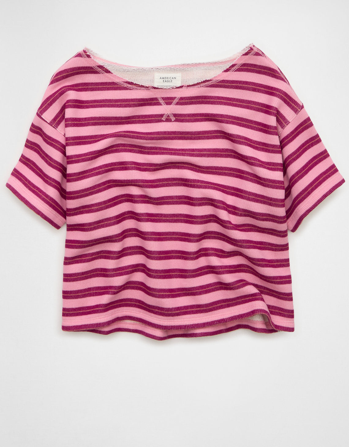Sudadera de manga corta con escote descubierto - Rosa 1455_3089_615_f