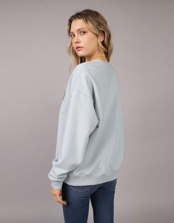 Buzo cuello redondo con gráfico Mujer AE - Azul