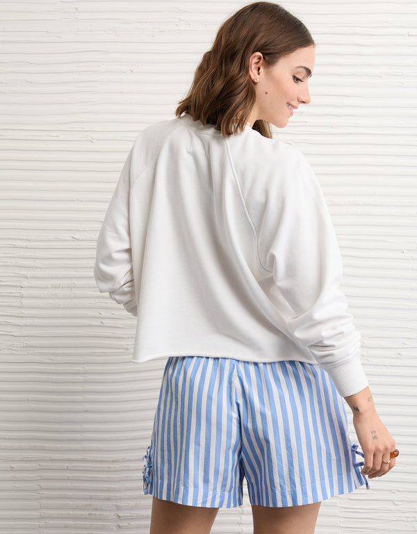 Sudadera Recortada con Corte Ceñido - Blanco