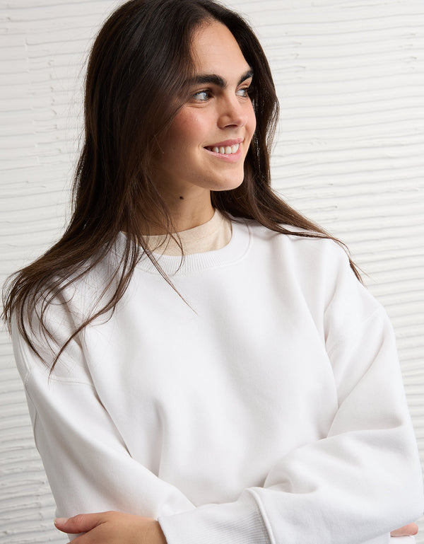 Buzo Oversized cuello redondo Ae - Blanco