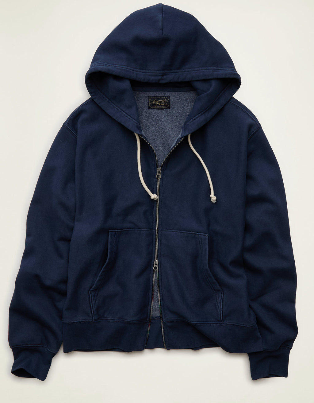 Sudadera con capucha de lujo relajado con cremallera completa - Azul 1515_2904_410_f