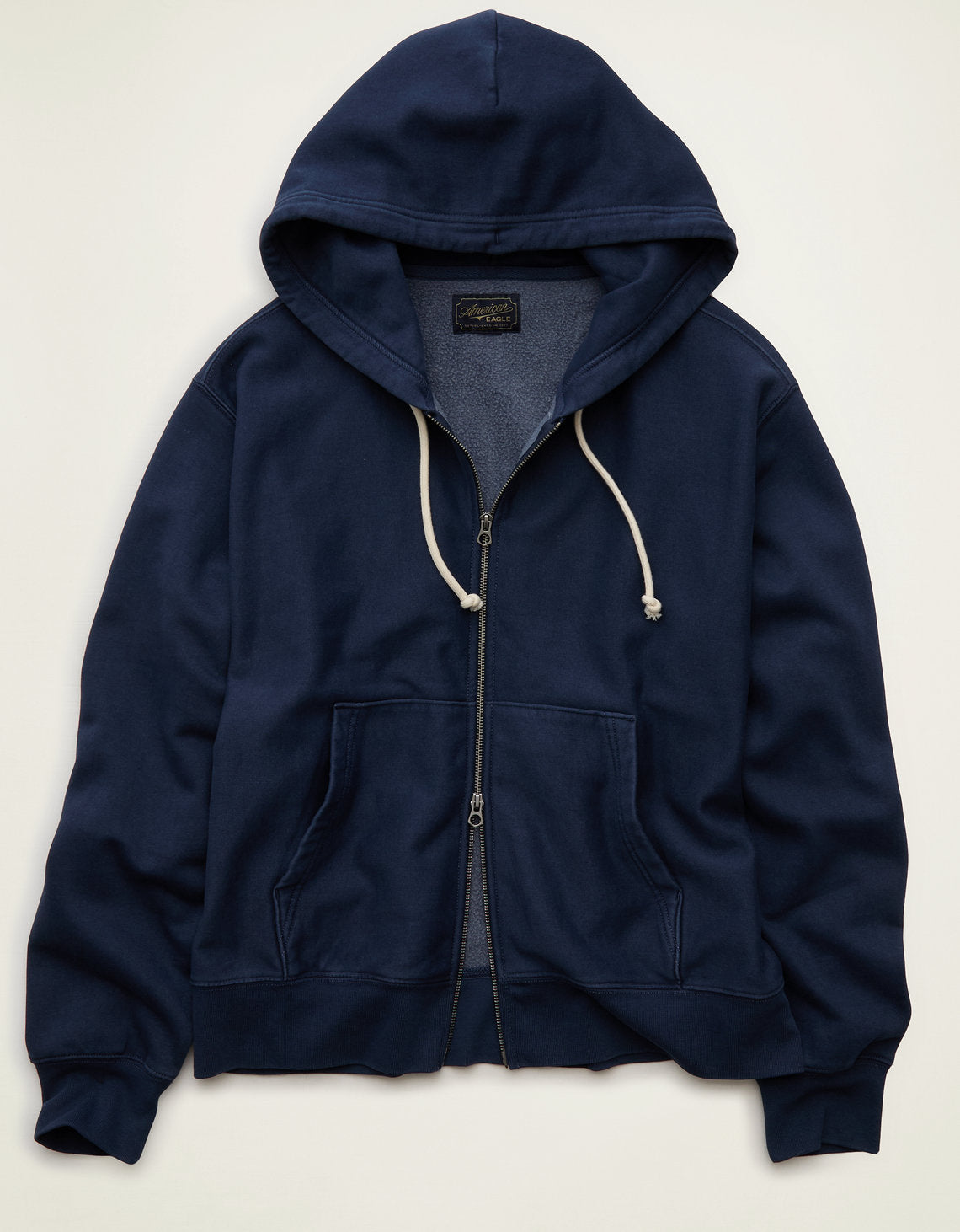 Sudadera con capucha de lujo relajado con cremallera completa - Azul 1515_2904_410_f