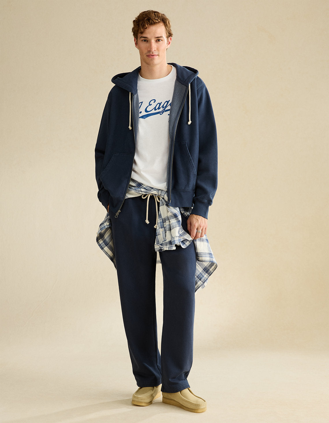 Sudadera con capucha de lujo relajado con cremallera completa - Azul 1515_2904_410_os