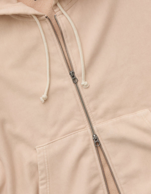 Sudadera con capucha de lujo relajado con cremallera completa - Rosa