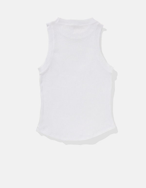 Camiseta AE de cuello alto en felpa suave - Blanco