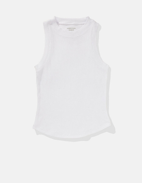 Camiseta AE de cuello alto en felpa suave - Blanco
