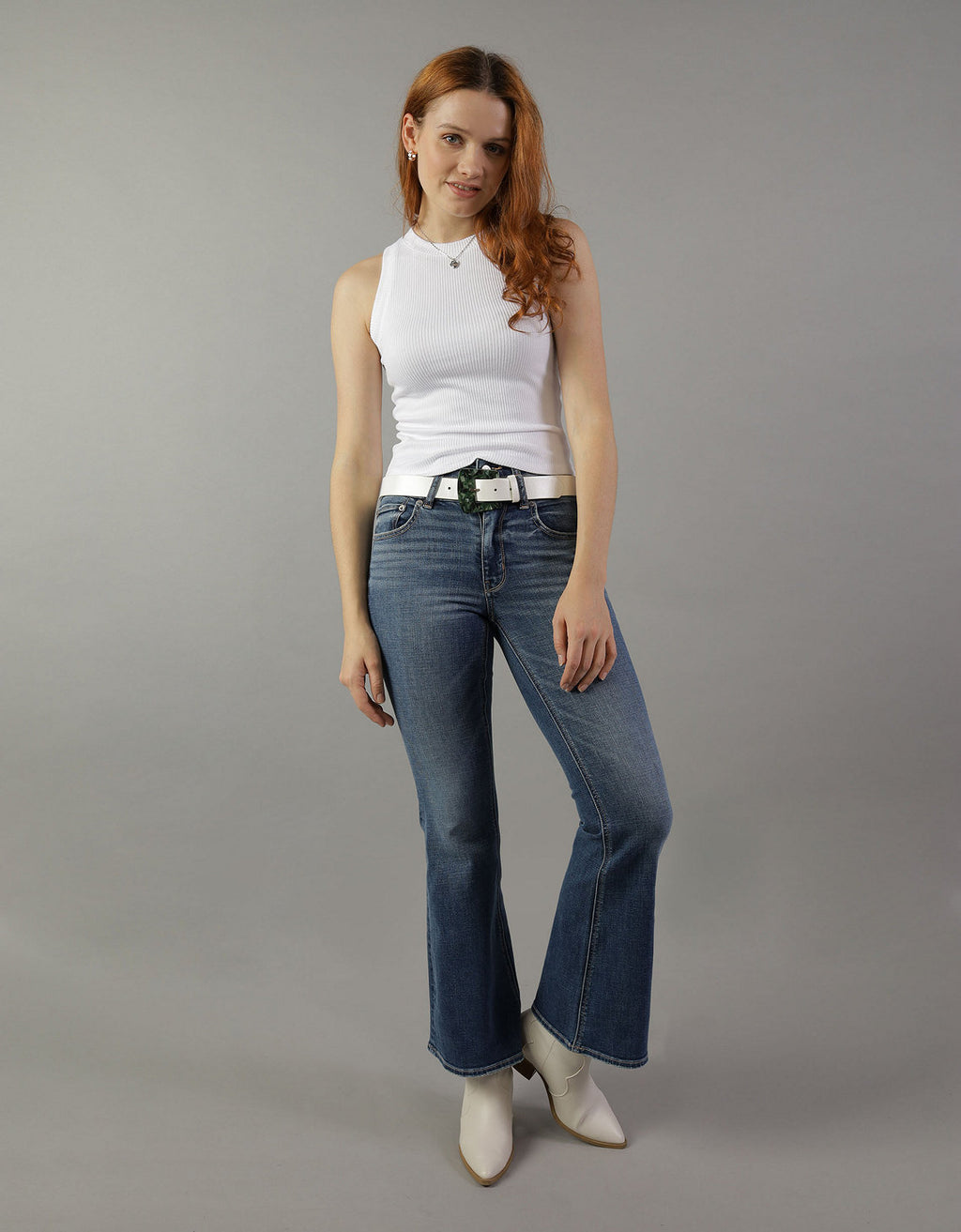 Camiseta AE de cuello alto en felpa suave - Blanco 1531_5469_100_of