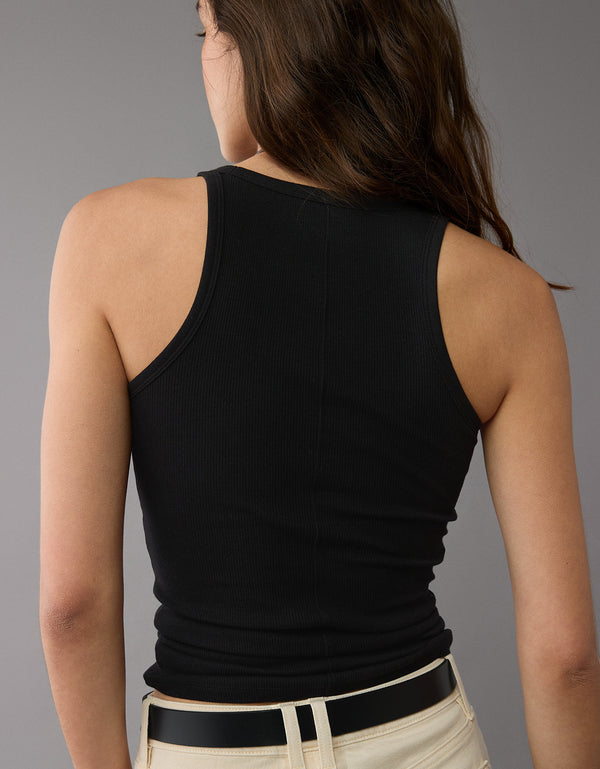 AE Top Boyfriend sin Mangas con Cuello Caído - Negro