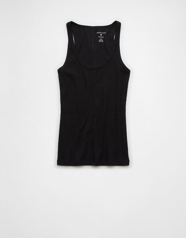 AE Top Boyfriend sin Mangas con Cuello Caído - Negro