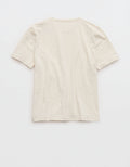 Camiseta de manga corta SMOOTHEZ con cuello redondo en algodón By Aerie - Blanco 1696_4435_062_b