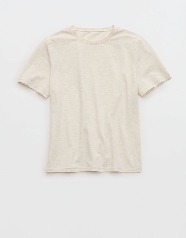Camiseta de manga corta SMOOTHEZ con cuello redondo en algodón By Aerie - Blanco