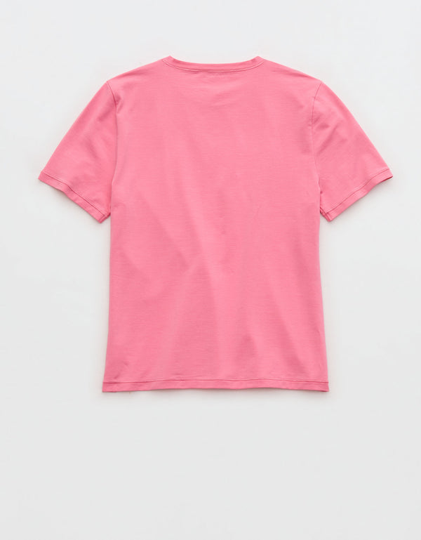 Camiseta de manga corta SMOOTHEZ con cuello redondo en algodón By Aerie - Rosa