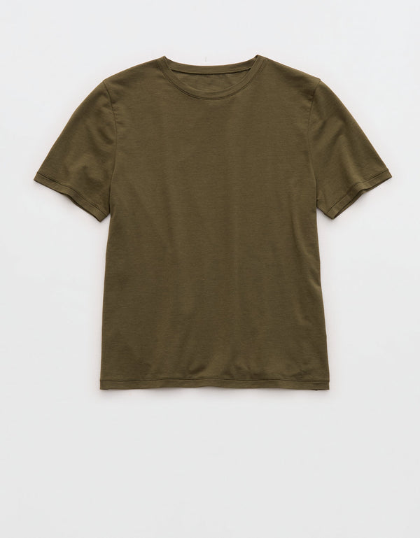 Camiseta de manga corta SMOOTHEZ con cuello redondo en algodón By Aerie - Verde