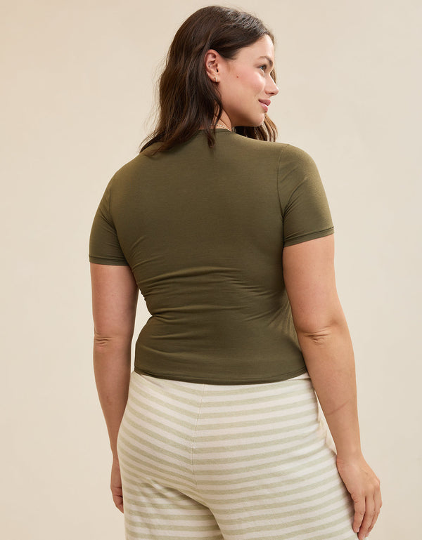 Camiseta de manga corta SMOOTHEZ con cuello redondo en algodón By Aerie - Verde