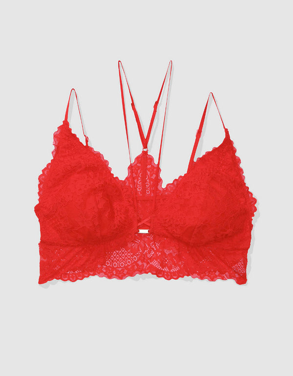 Bralette Push Up encaje Aerie - Rojo