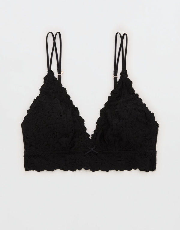 Bralette Show Off con encaje y escote By Aerie - Negro