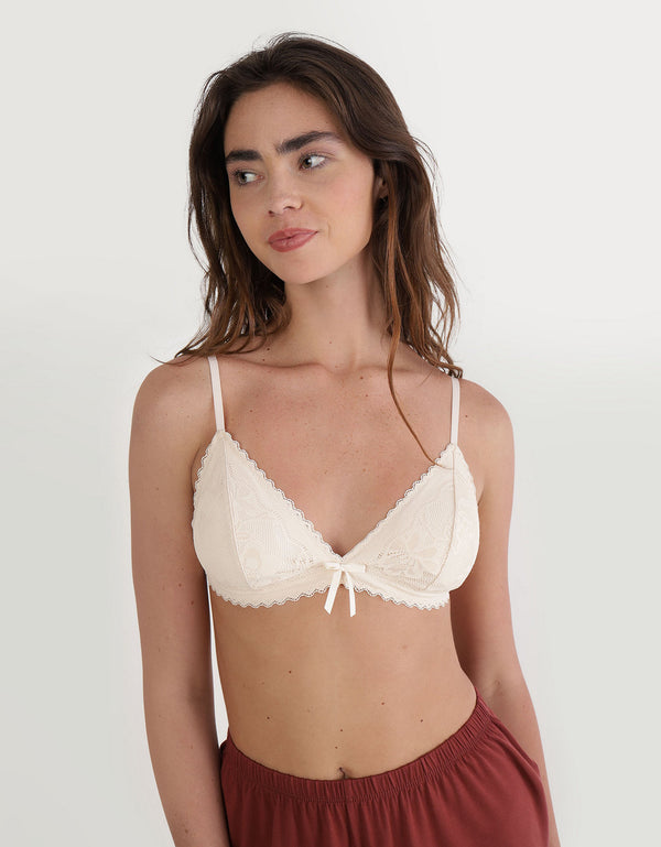 Muestra el Bralette de Encaje Femme - Beige