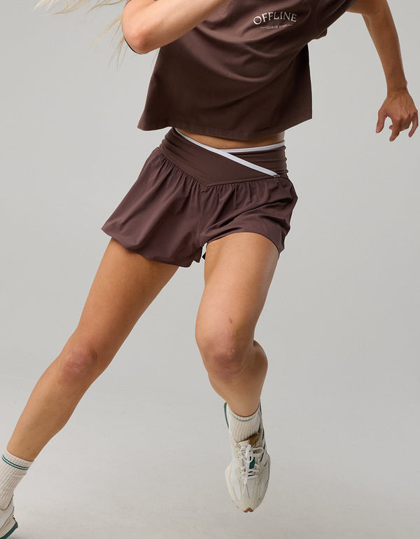 Offline de Aerie Real me Short Cruzado Suelto - Café