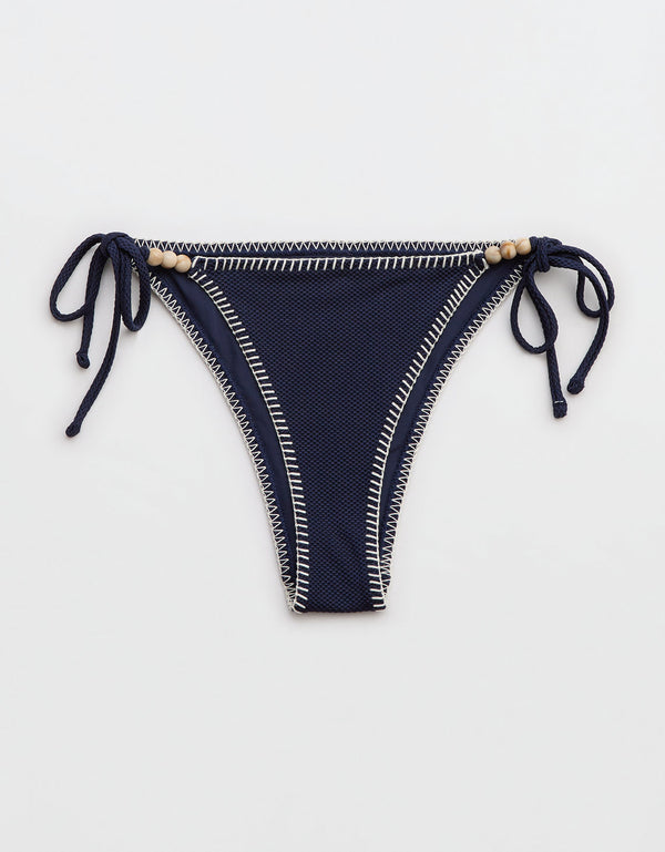 Tanga Aerie de bikini de piqué brillante de Mujer - Azul