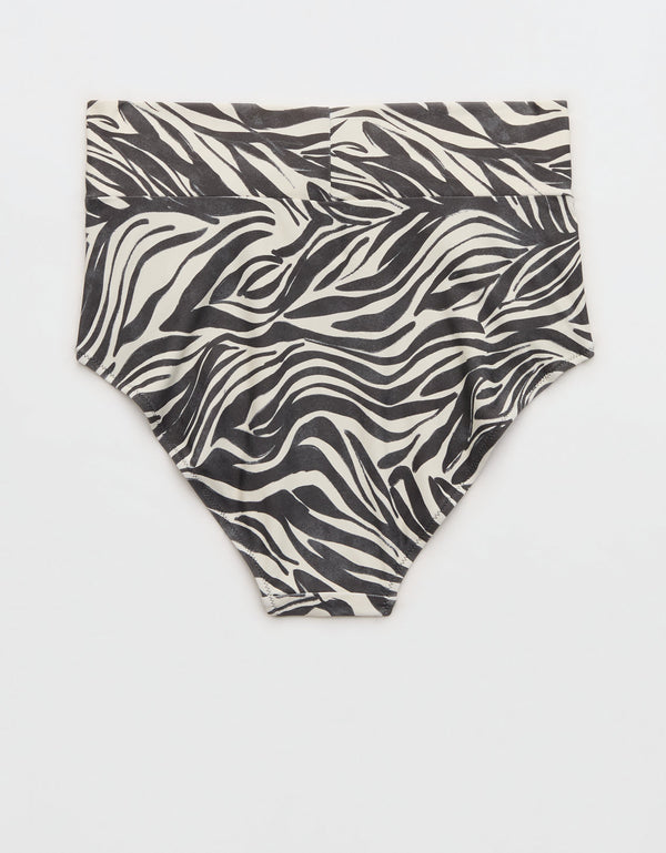 Braguita de Bikini de Cobertura Completa de Cintura Alta Aerie - Gris