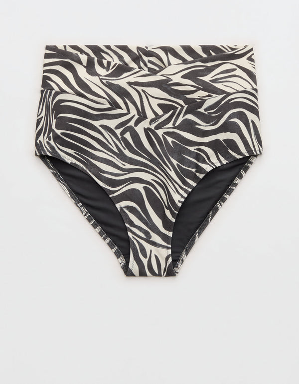 Braguita de Bikini de Cobertura Completa de Cintura Alta Aerie - Gris